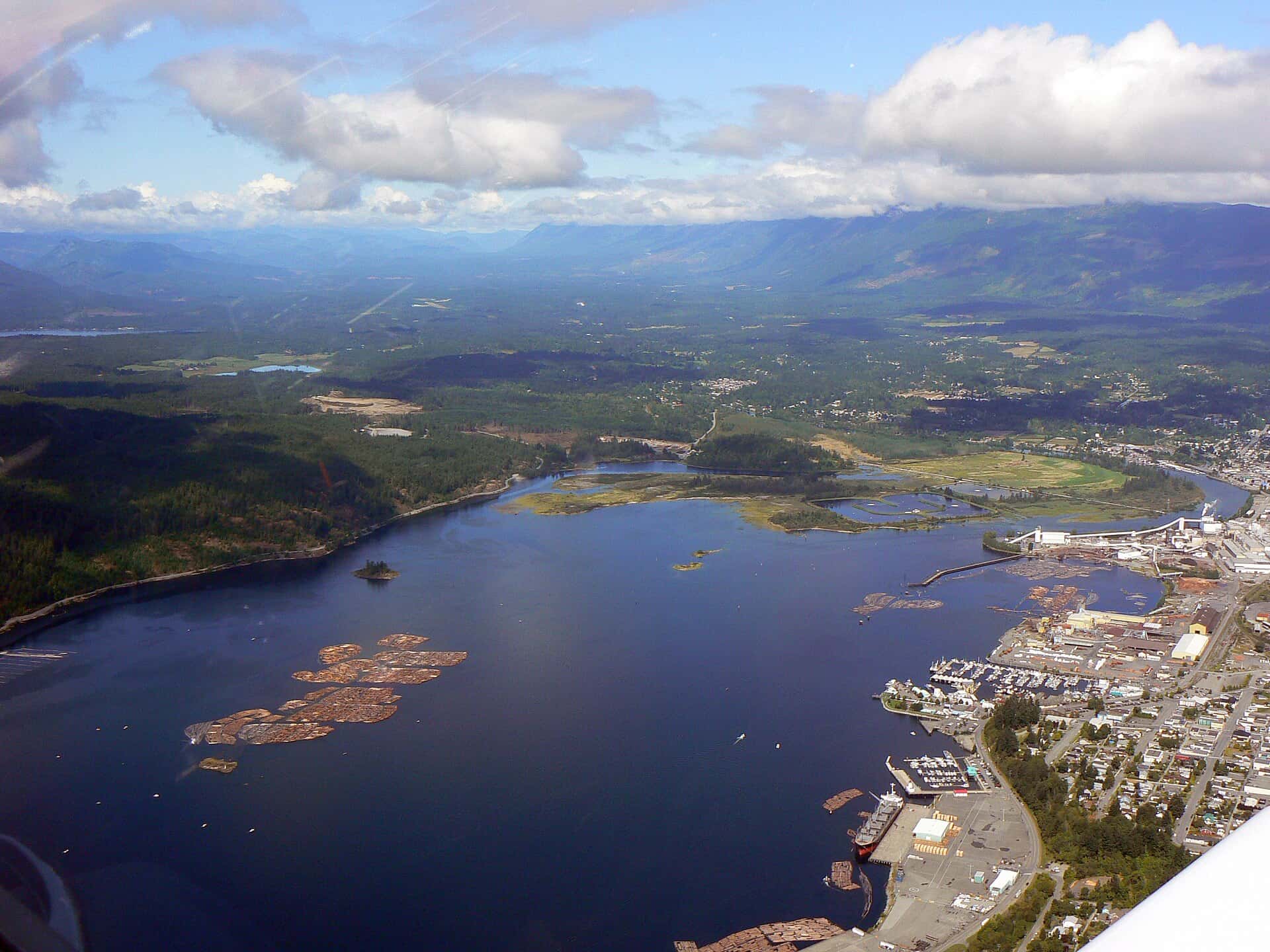 Aerial view of Port Alberni harbour